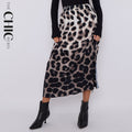 Leopard Retro Monochrome Ripple Pleated Skirt