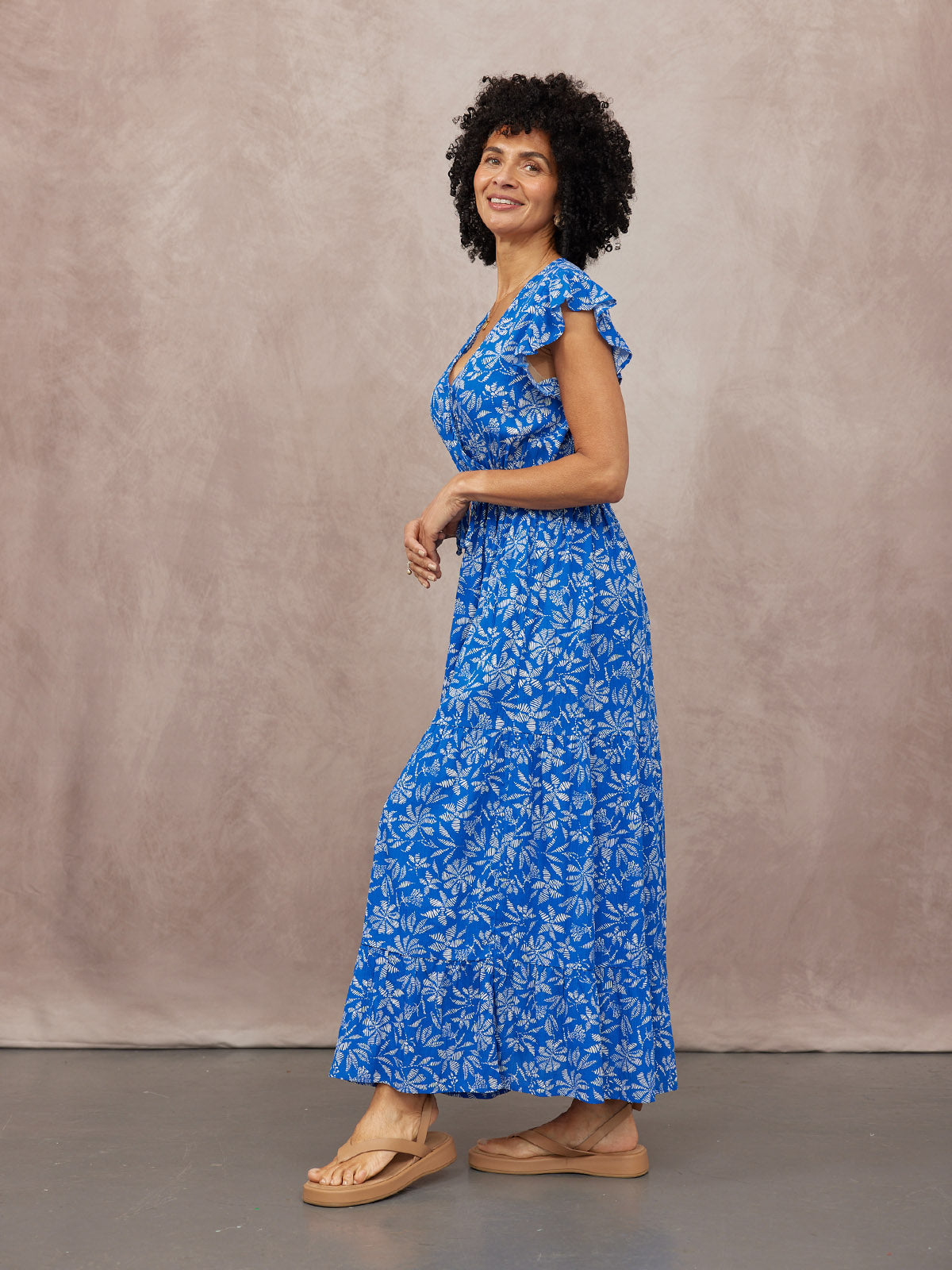 Susan Maxi Dress - Blue & White Floral Print