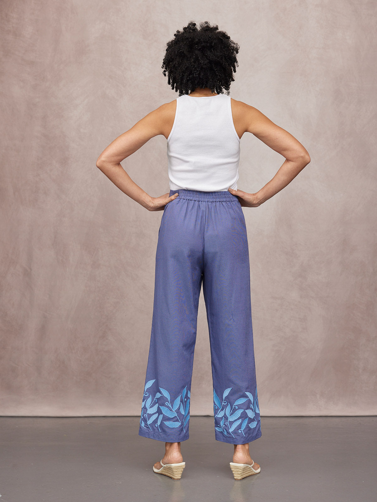 Verity Embroidered Trouser - Blue