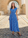 Susan Maxi Dress - Blue & White Floral Print