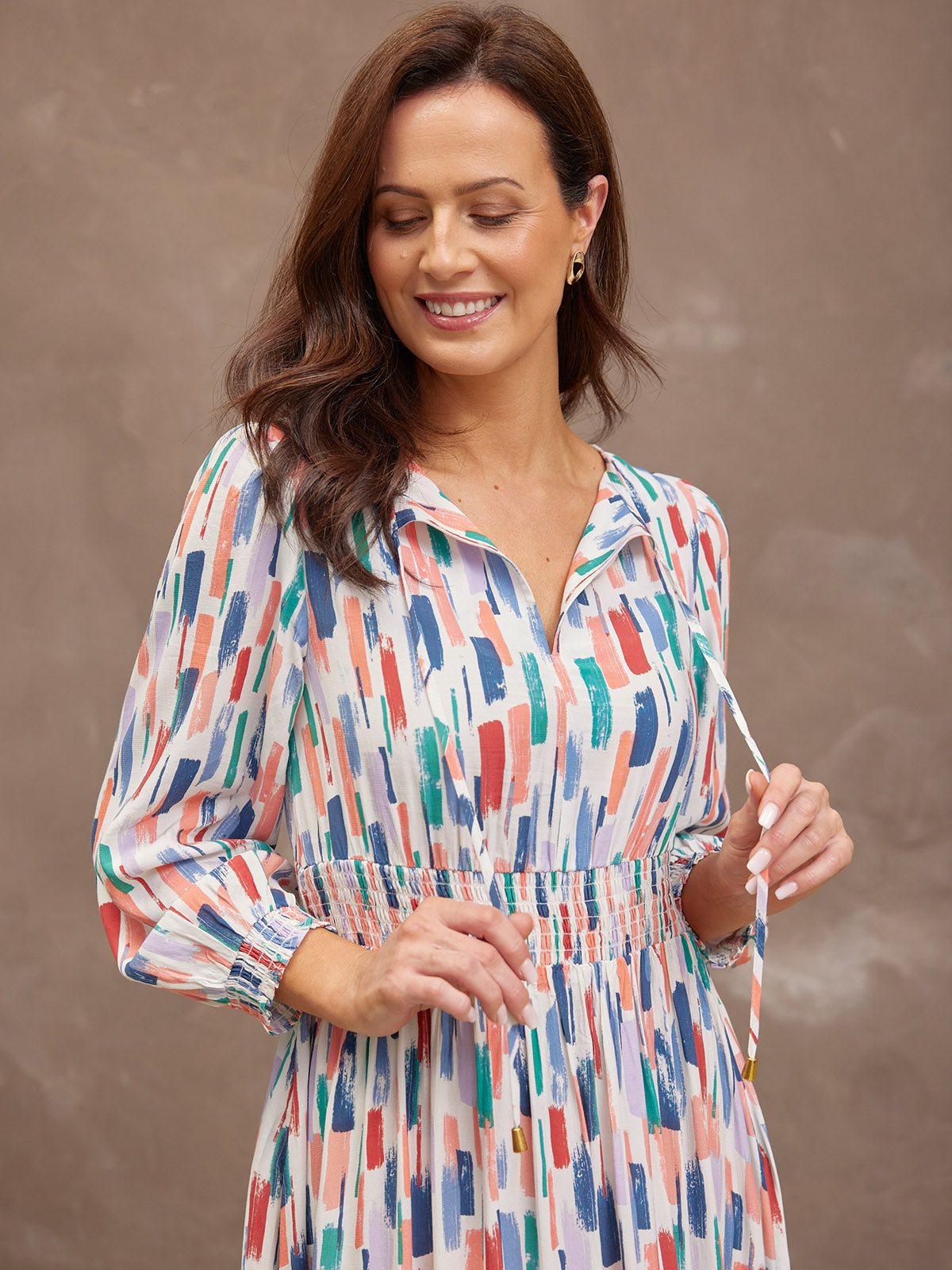 Vera Midi Dress - Brushstroke