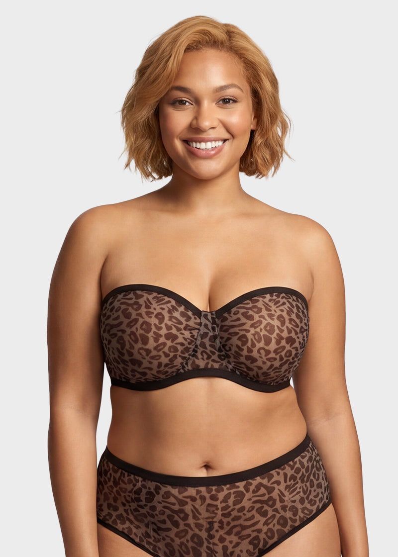Strapless Mesh Underwire Balconette Bra
