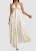 Minimalist Sleeveless Open-Back Halter Maxi Dress
