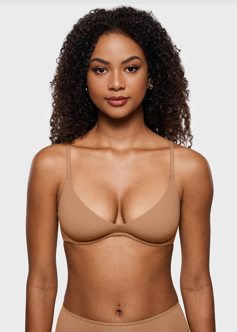 Unlined Plunge Balconette Bra with Underwire