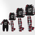 Christmas Family Matching Pajamas-Red and Gray Plaid Pjs set with "Let It Snow" Black & White Text Print