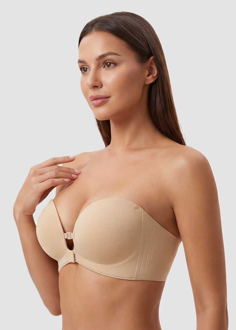 Front Closure No-Slip Supportive Fit Strapless Bra