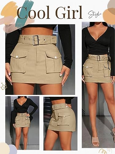 Cargo Skirt for Women 2026 High Waisted Mini Skirts Trendy Y2K Girls Summer Casual Belted Shorts with Pockets