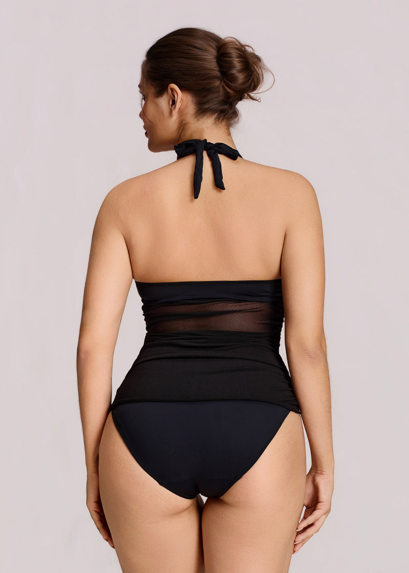 Ruched Halter Tankini Swimsuit