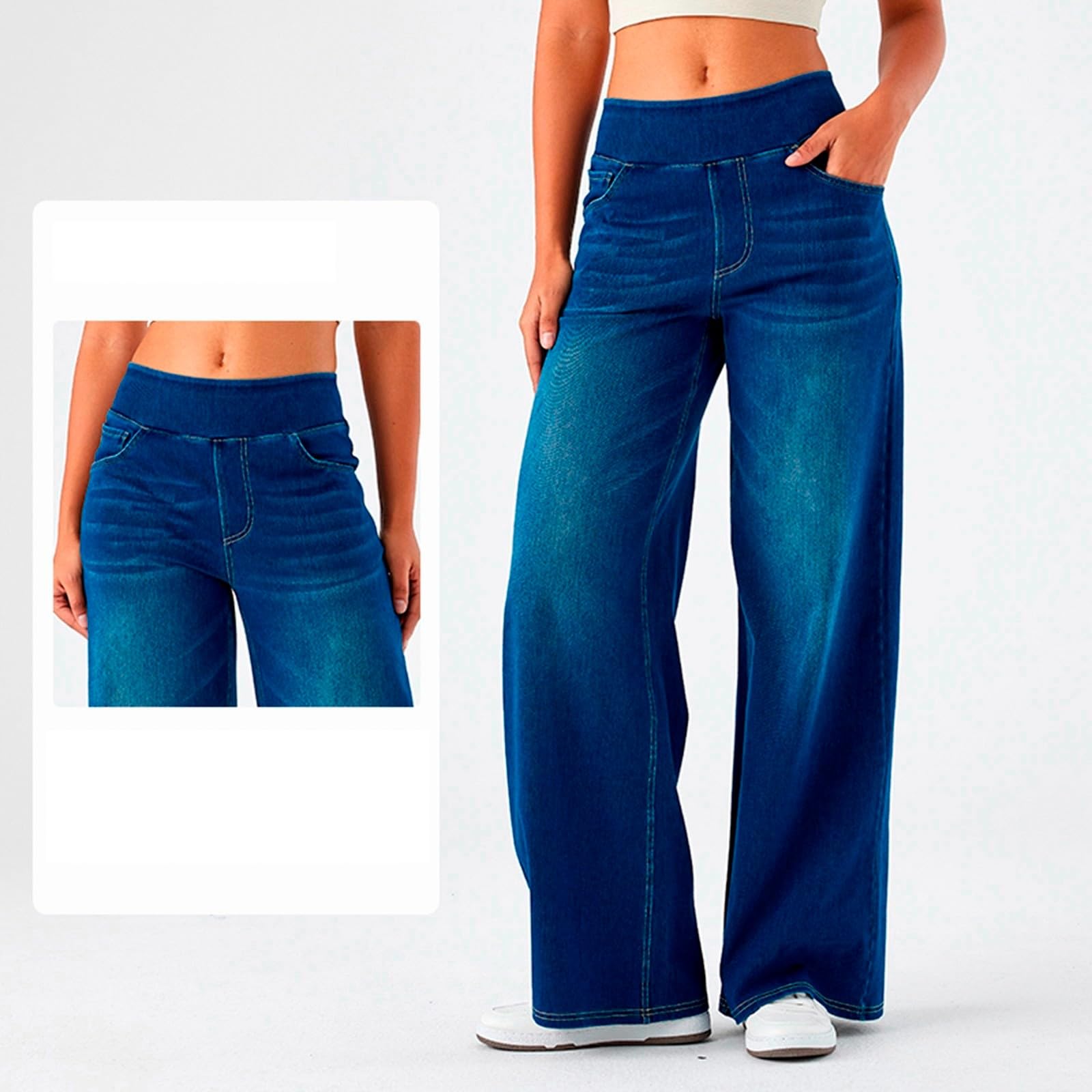 2026🔥FlexTM High Waisted Multiple Pockets Washed Stretchy Knit Casual Bootcut Jeans