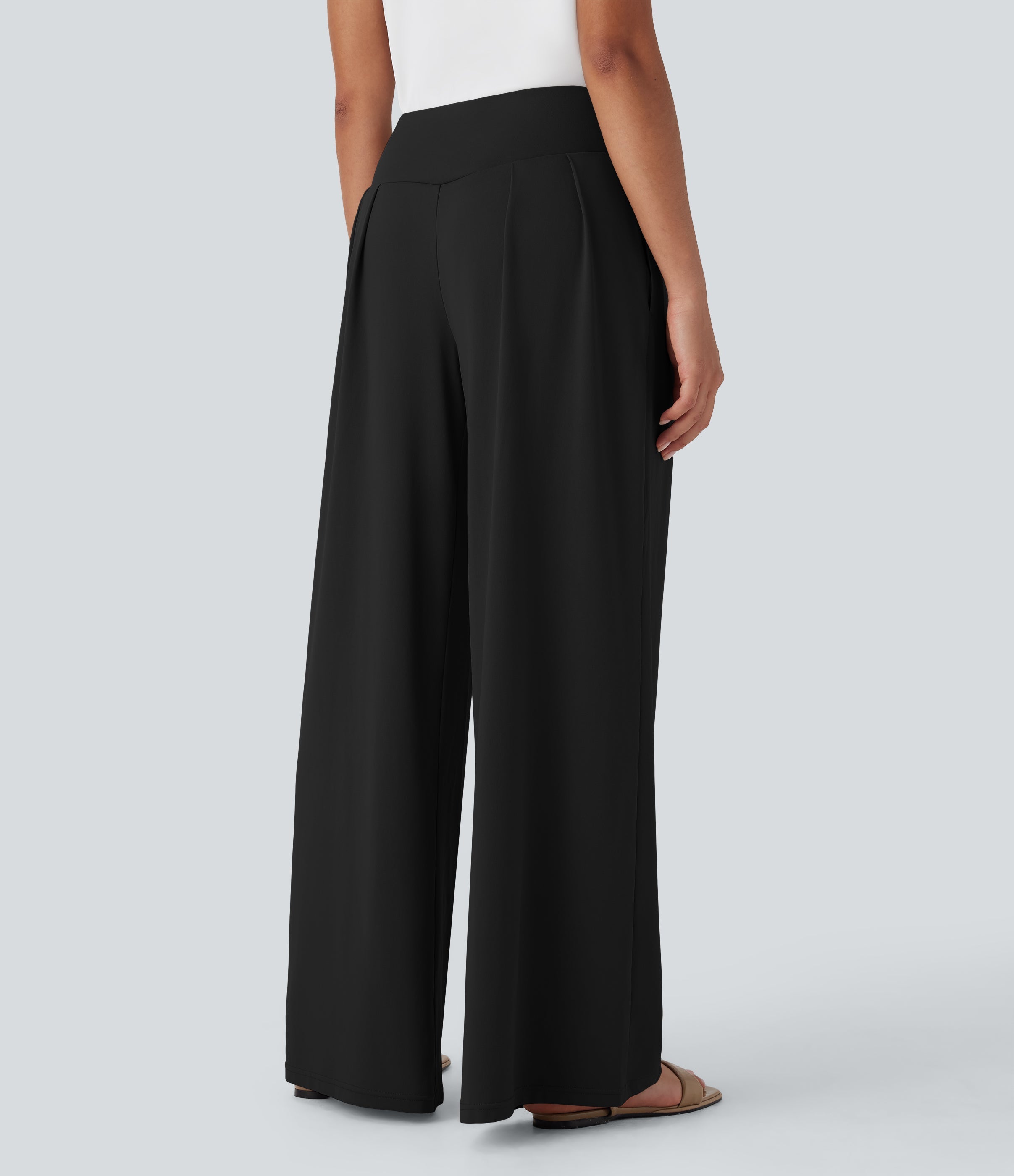 High Waisted Wide Leg Casual Pants with Pockets