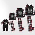 Christmas Family Matching Pajamas-Red and Gray Plaid Pjs set with “Christmas Crew” Artistic Font Print