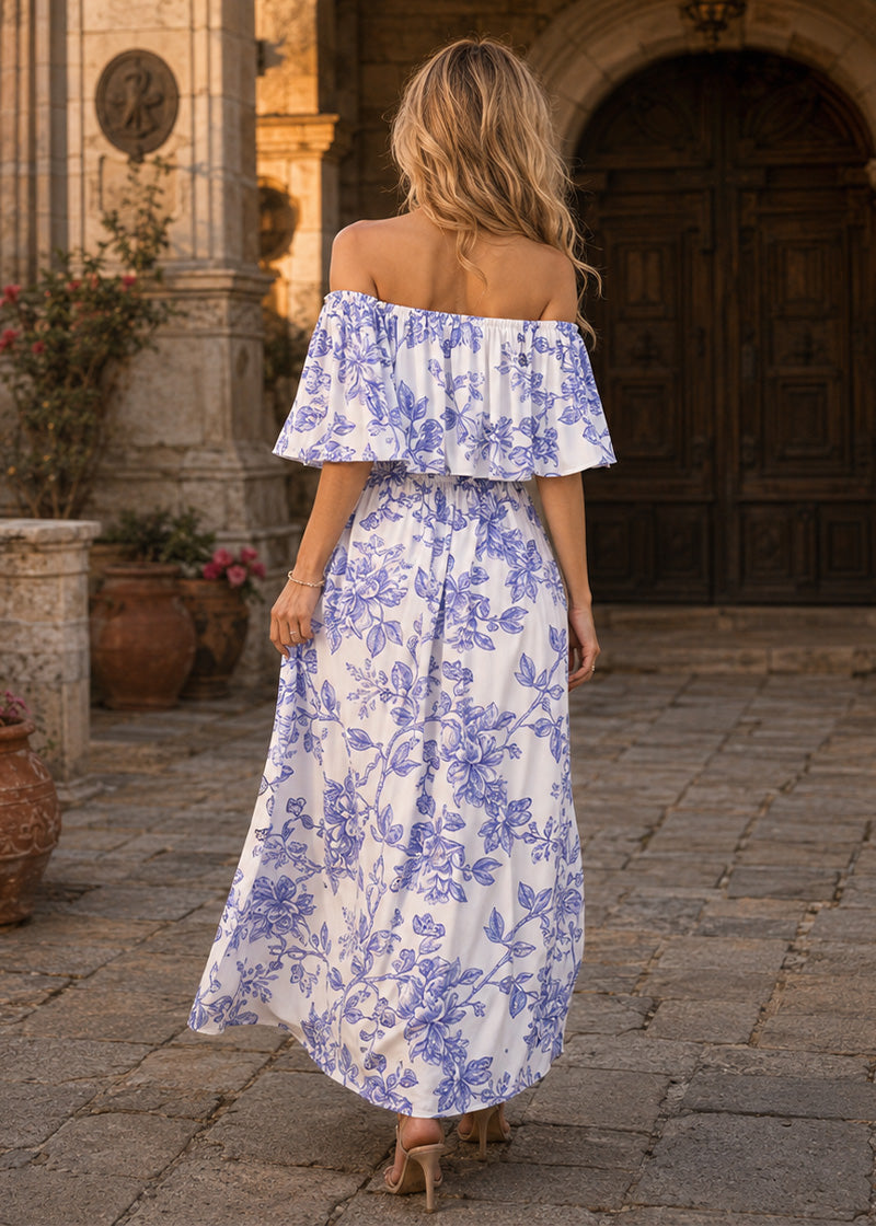 Women's Plus Size Off Shoulder Maxi Dress with Pockets