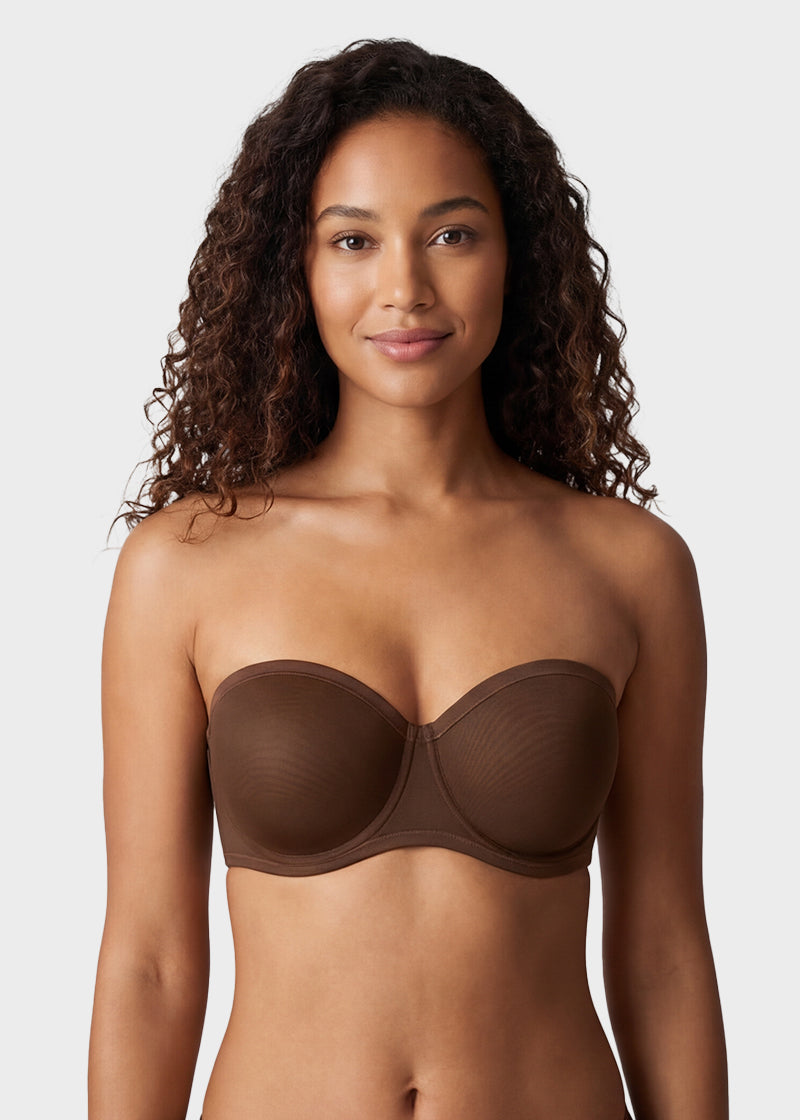 Strapless Mesh Underwire Balconette Bra