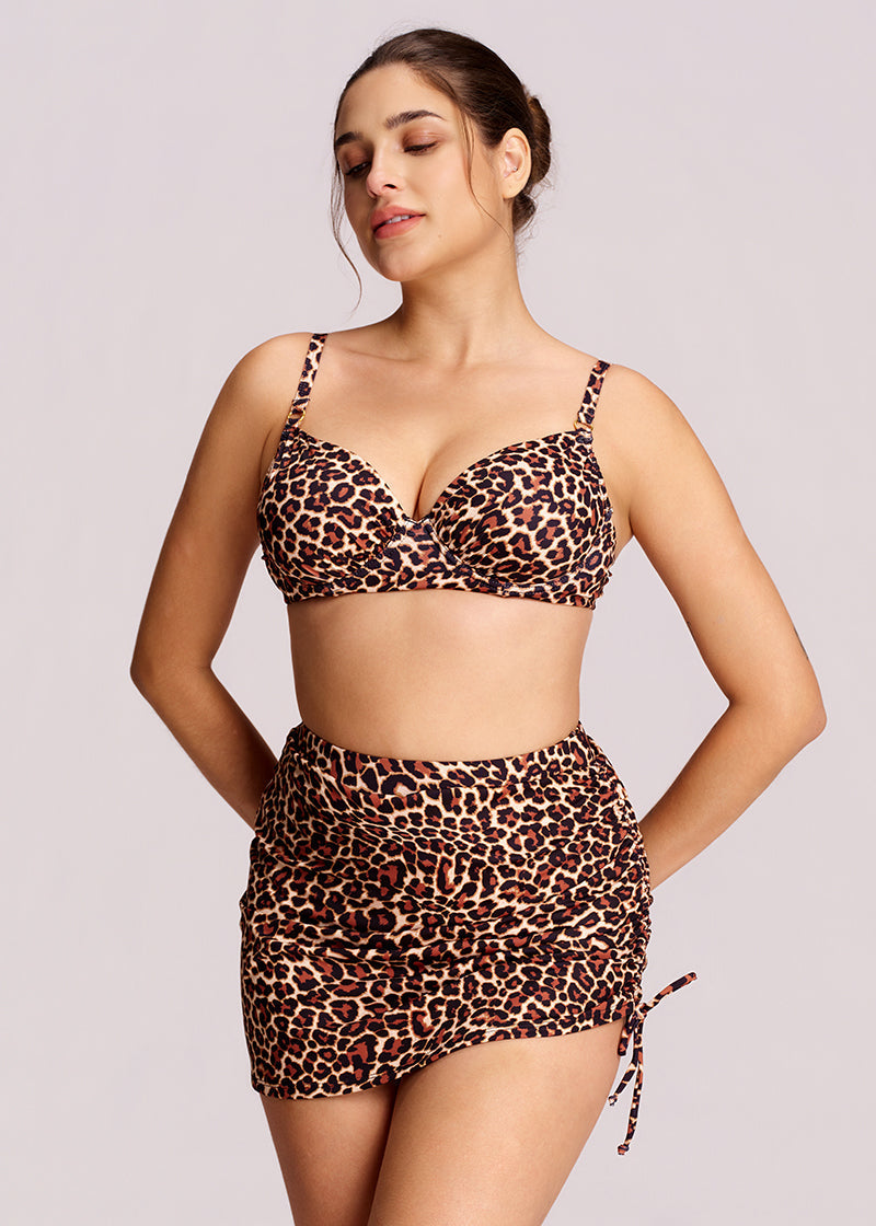 Drawstring Ruched Side-tie Swim Skirt