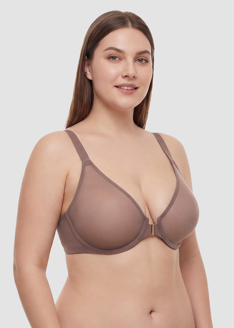 Front Closure Mesh Support Bra