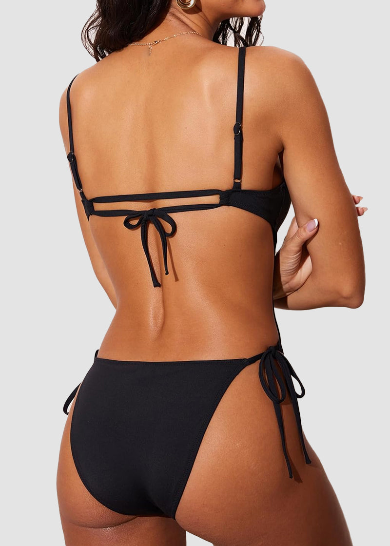 Scoop Neck Backless One Piece Swimsuit – Adjustable Straps, Fully Lined