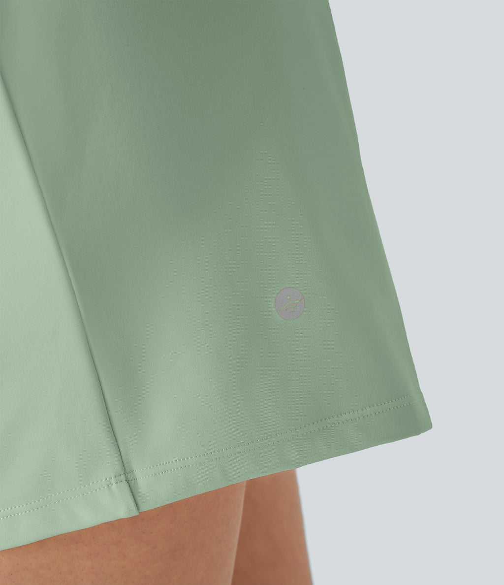 2026🔥UK Super High Waisted Back Pocket & Side Hidden Pocket 2-in-1 Yoga Shorts-Light Bean Green