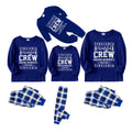 Christmas Family Matching Pajamas-Navy & White Plaid Pjs Set with "Christmas Crew Making Memories Together" and Christmas Pattern Print