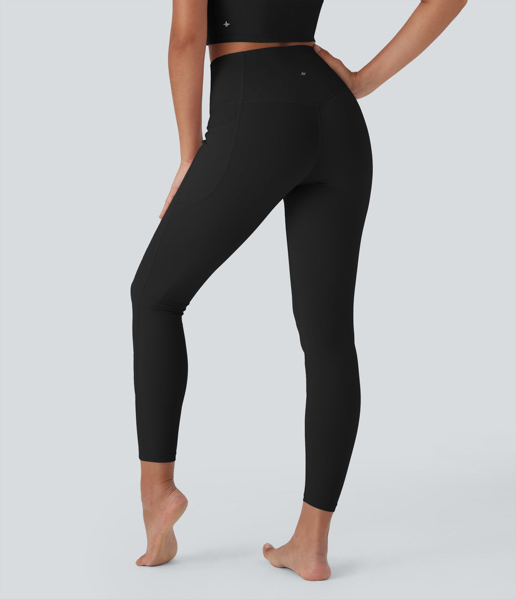 UltraSculptTM Cool Quick Dry SoCinched High Waisted Tummy Control Shaping Yoga Leggings with Pockets-UPF50+