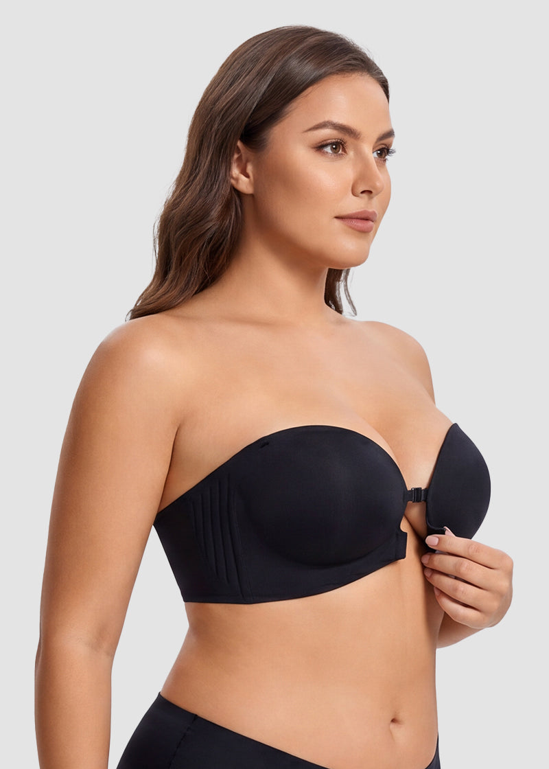 Front Closure No-Slip Supportive Fit Strapless Bra