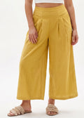 Cotton Linen Wide-Leg Culotte Pants