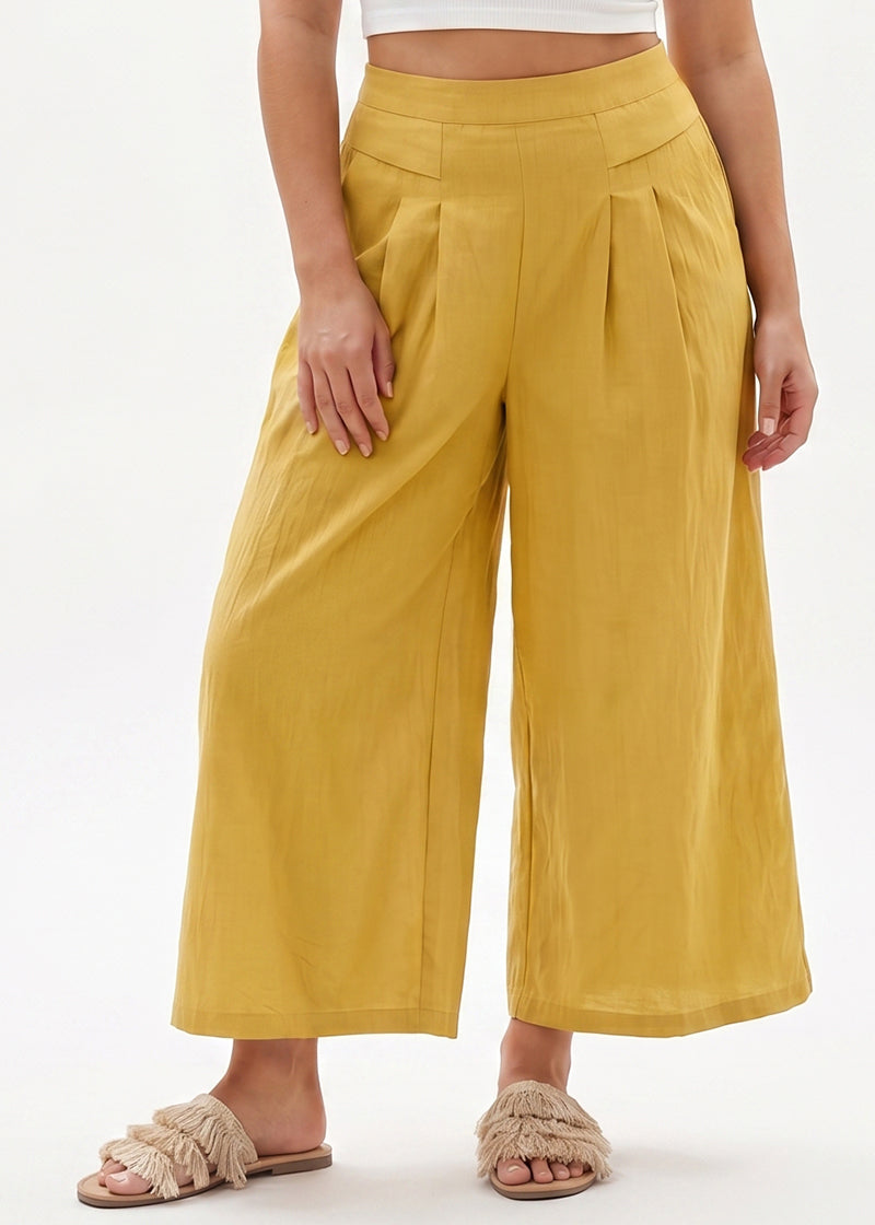 Cotton Linen Wide-Leg Culotte Pants