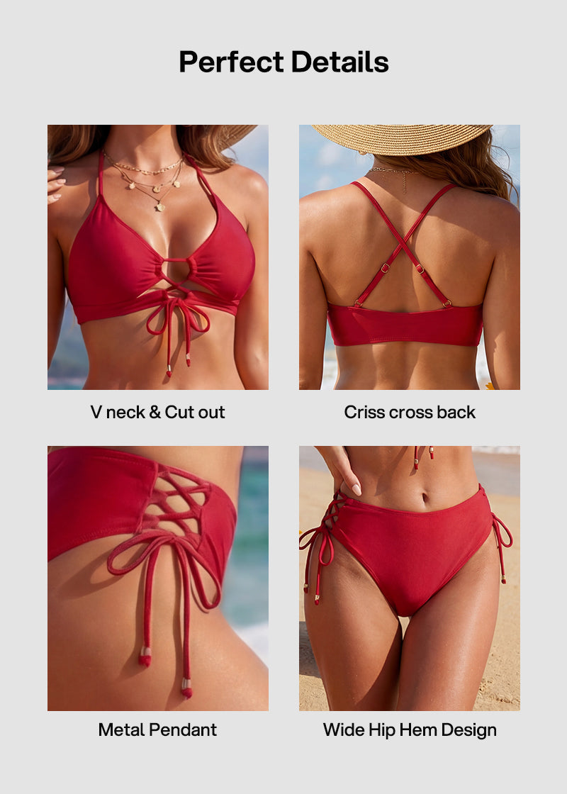 Tie-Front Push-Up Halter Bikini Set