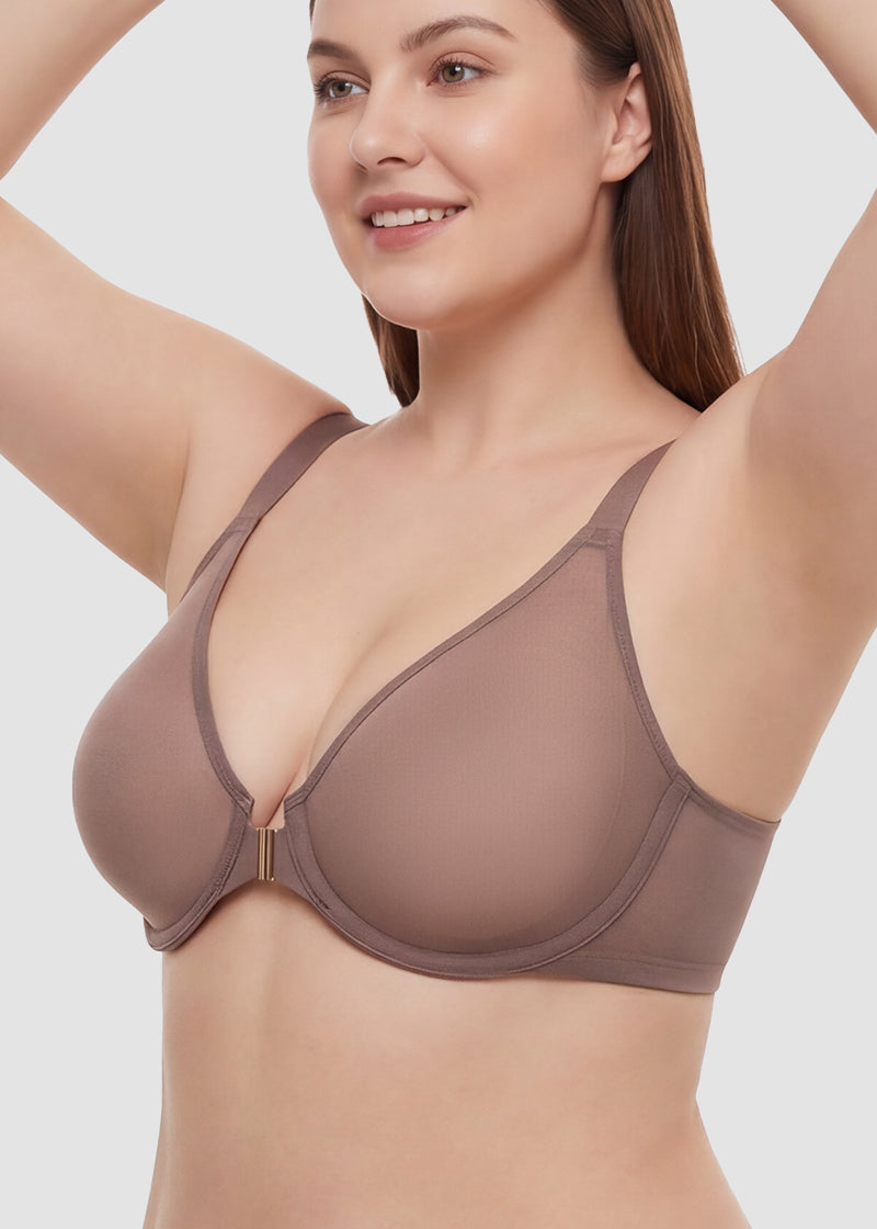 Front Closure Mesh Support Bra