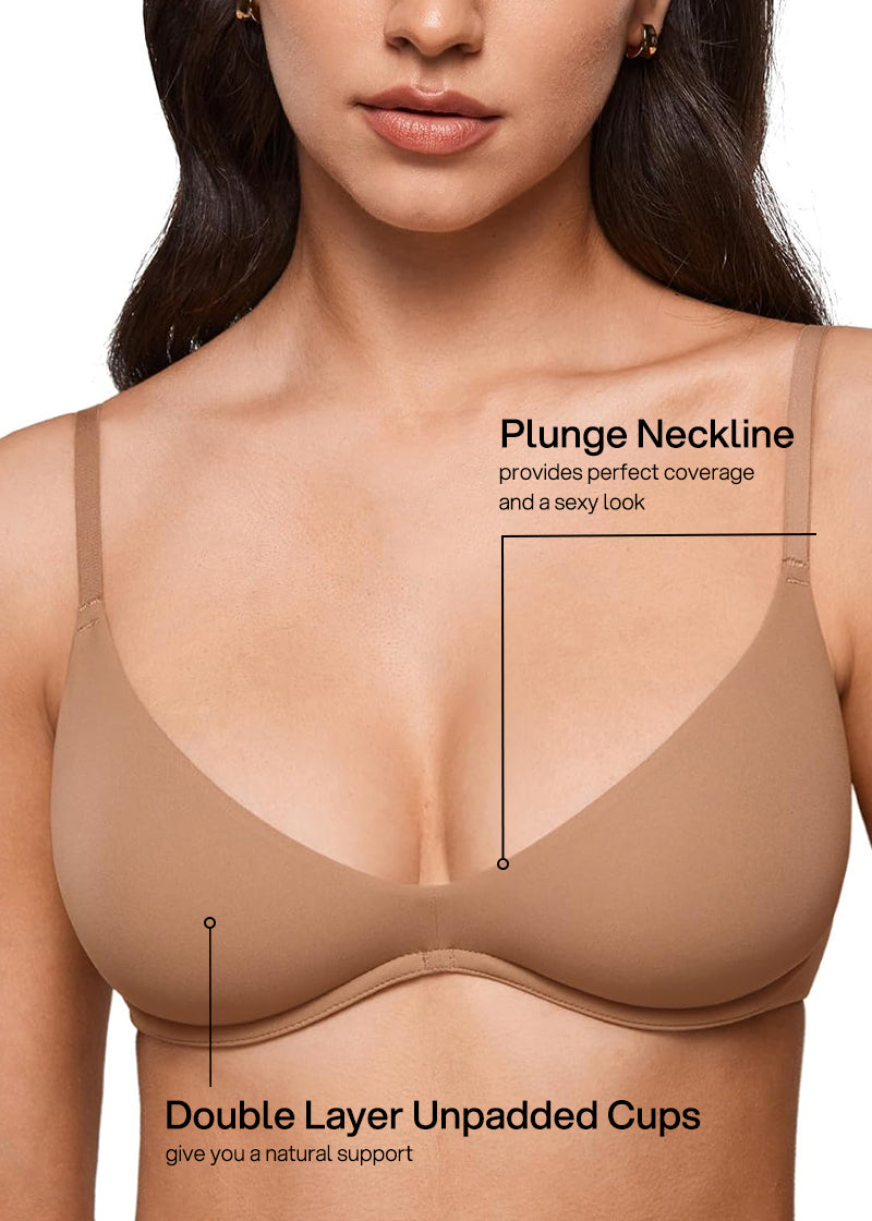 Unlined Plunge Balconette Bra with Underwire