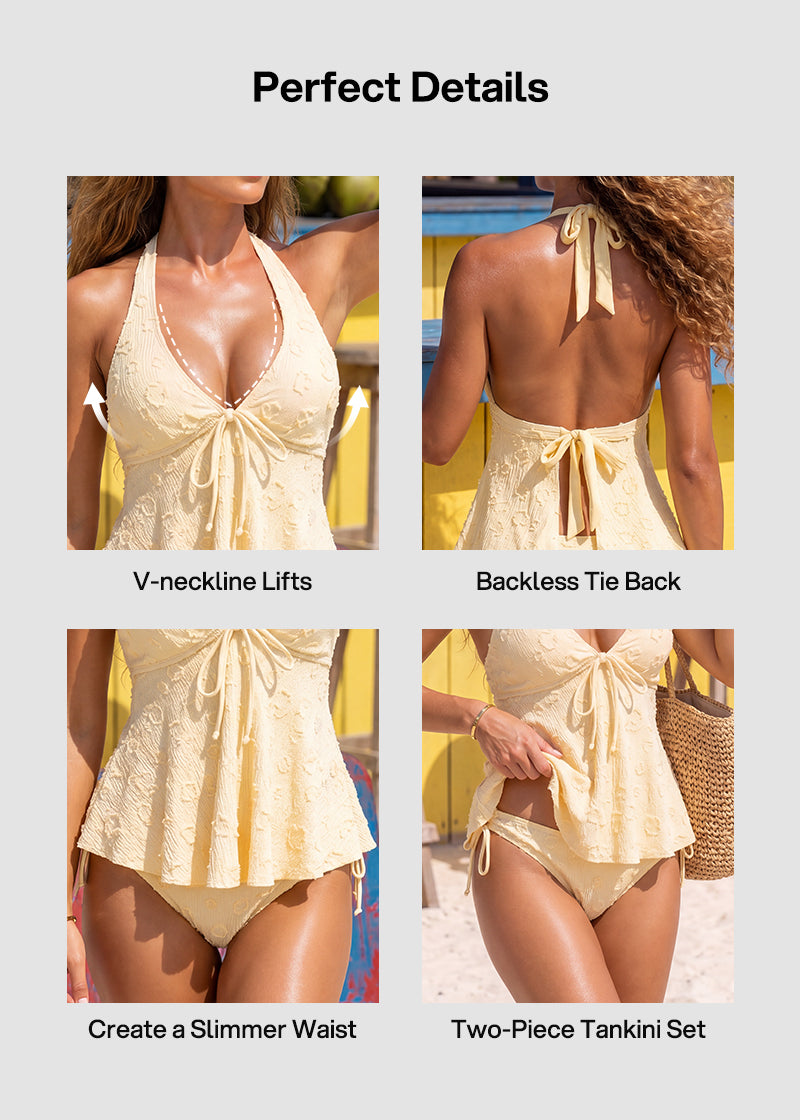 Slimming Lace Halter Tankini Set