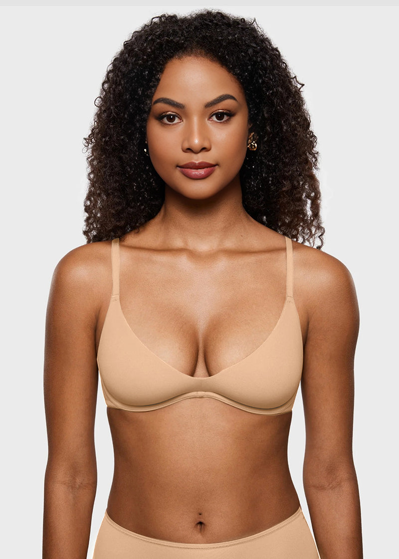 Unlined Plunge Balconette Bra with Underwire