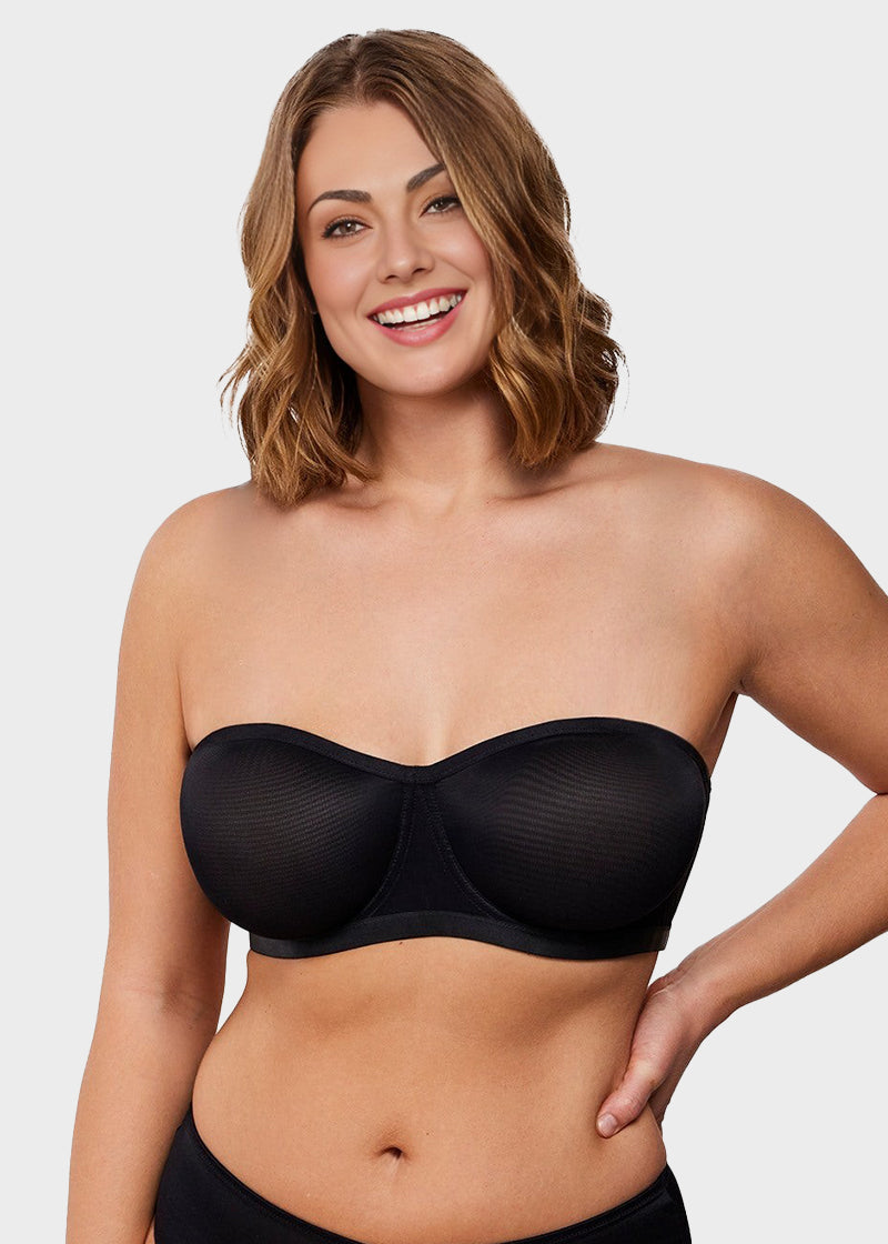 Strapless Mesh Underwire Balconette Bra