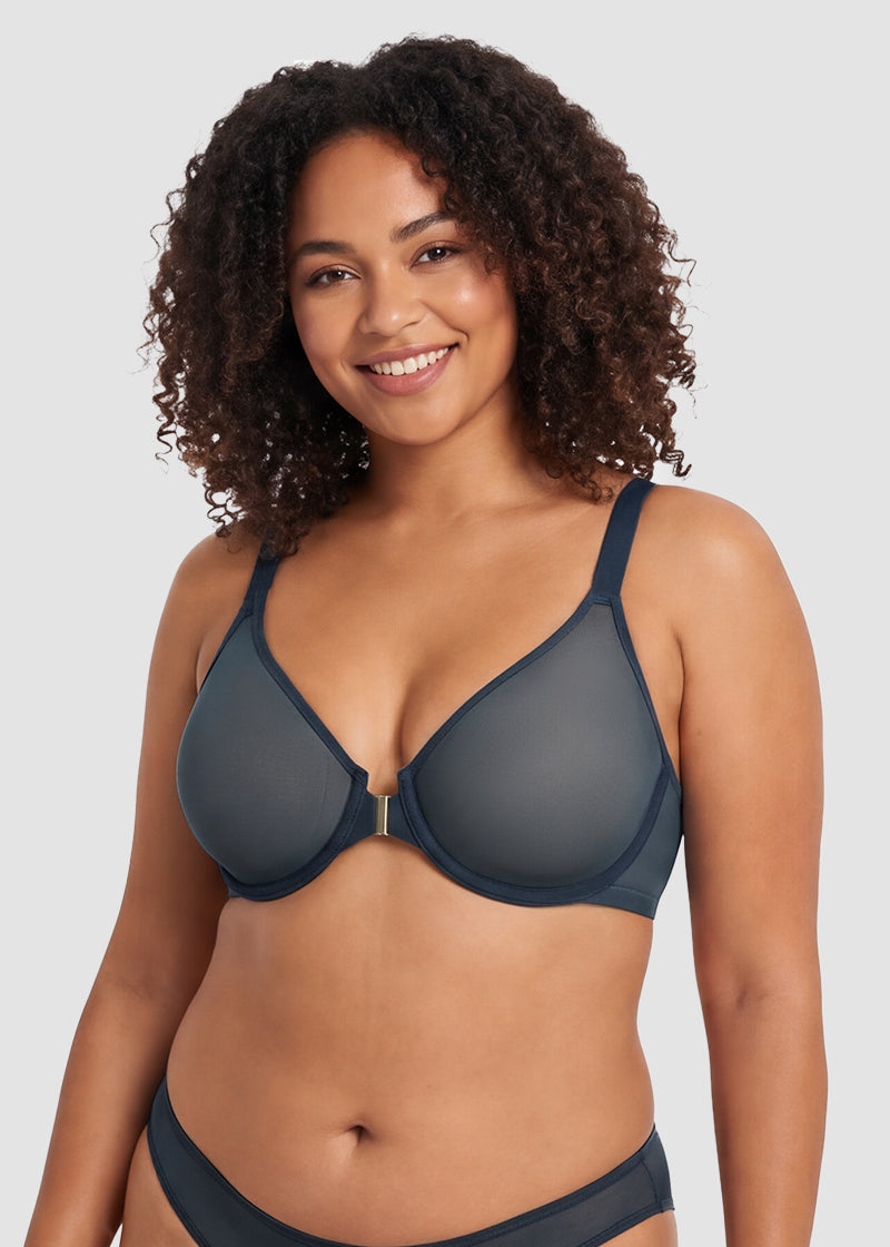 Front Closure Mesh Support Bra