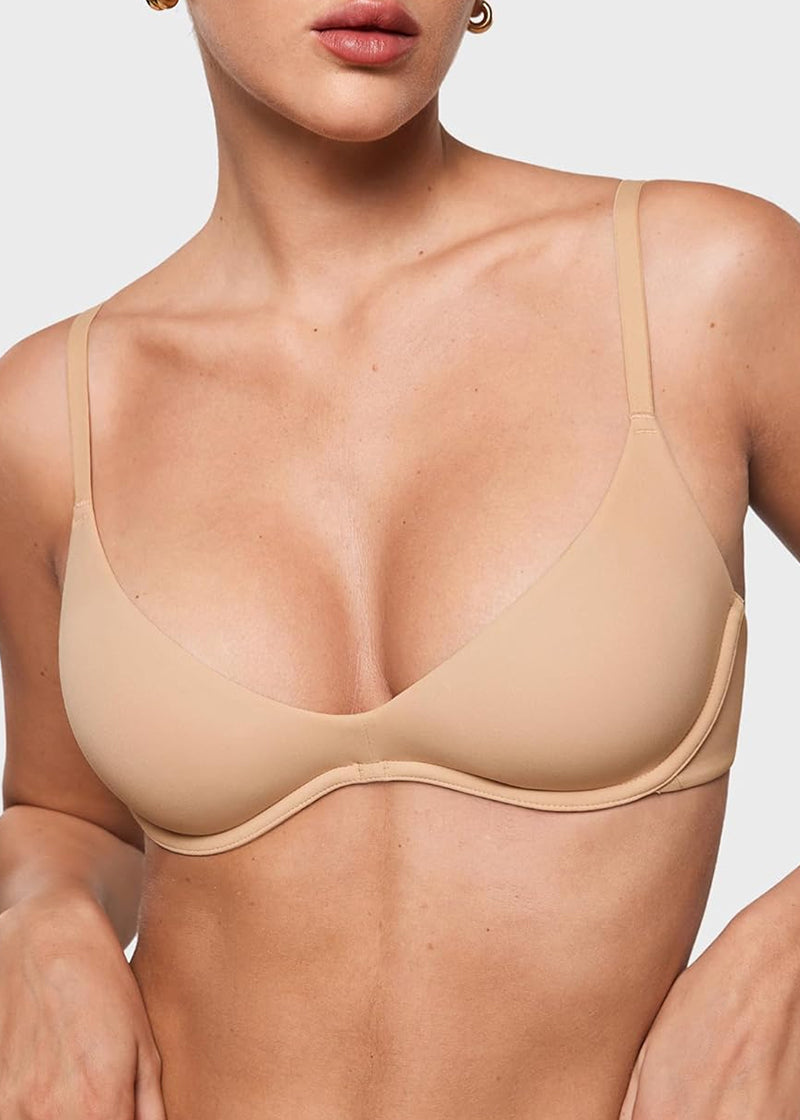 Unlined Plunge Balconette Bra with Underwire