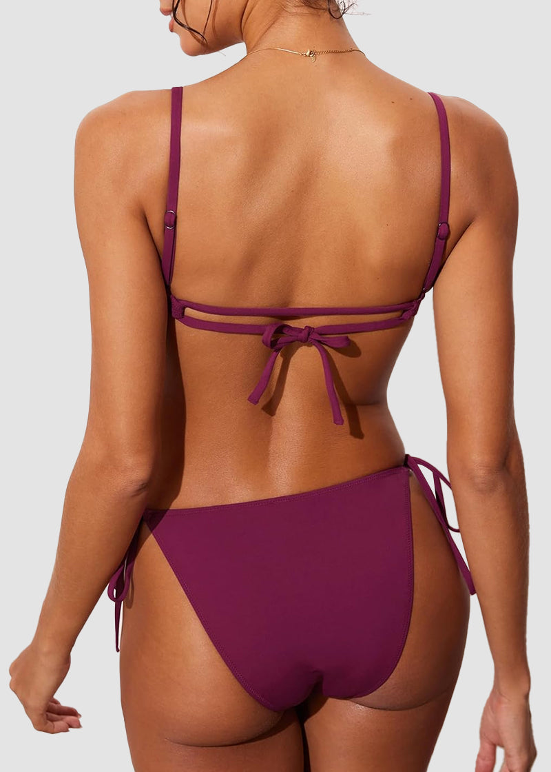 Scoop Neck Backless One Piece Swimsuit – Adjustable Straps, Fully Lined