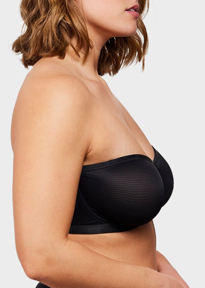Strapless Mesh Underwire Balconette Bra