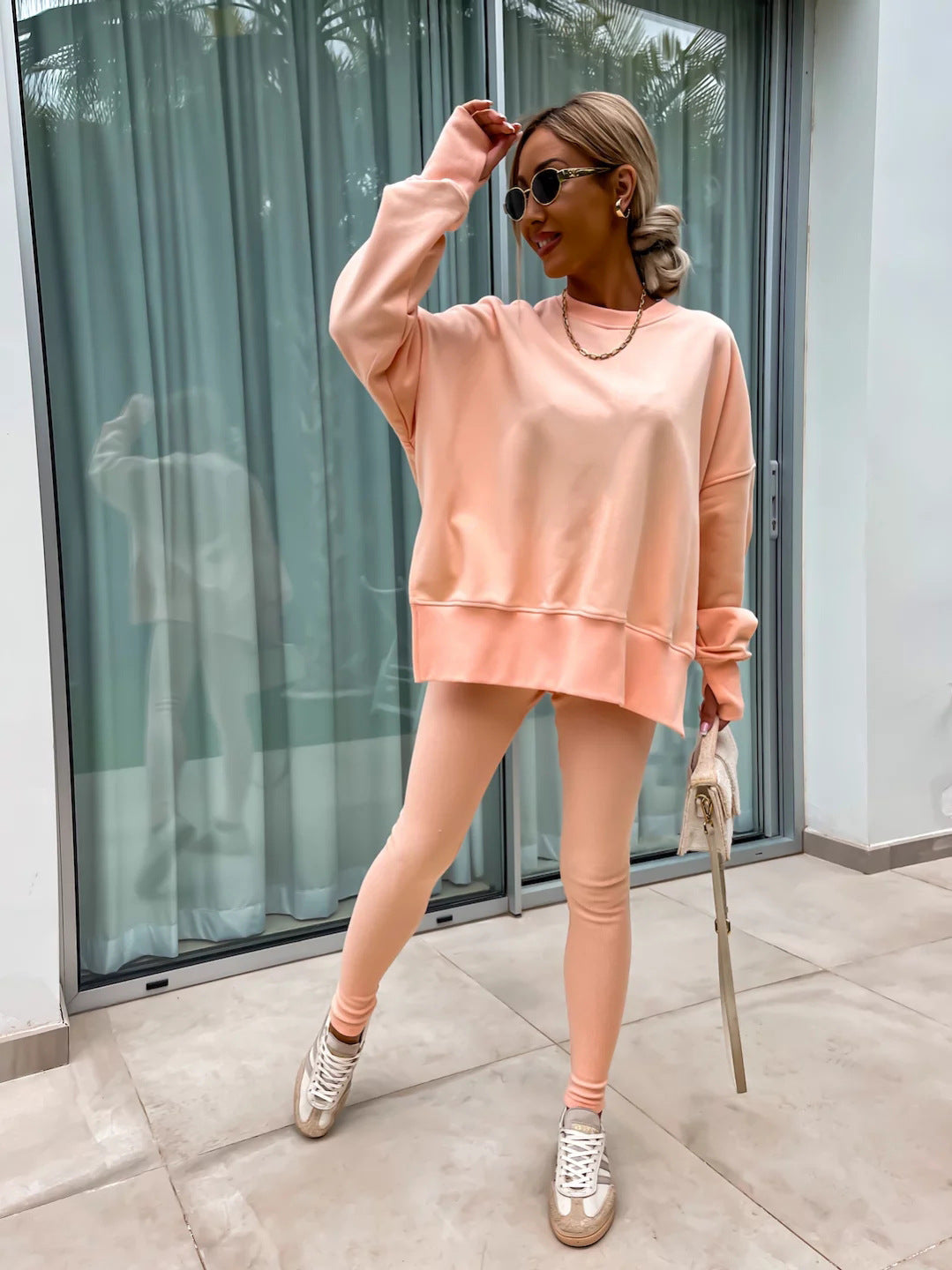 2025 New Suits Casual Loose Tops Leggings 2-piece Set Women's Sweatshirt Autumn And Winter Suits Fashionable Women
