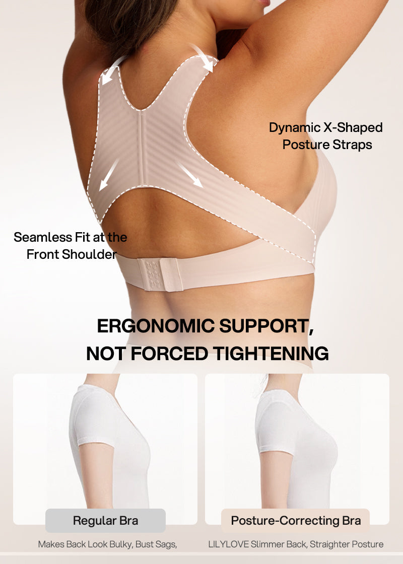 Front Closure Cross-Back Wireless Posture Bra