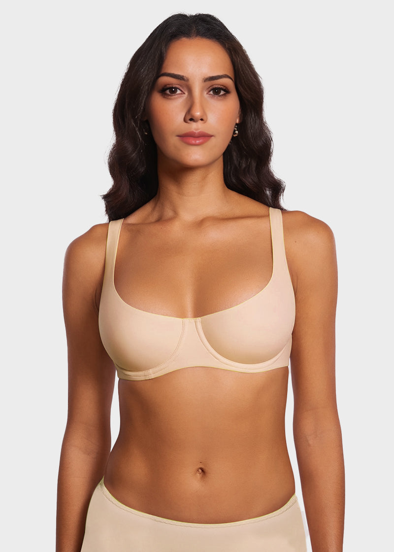 Underwire Support Seamless Unlined Balconette Bra