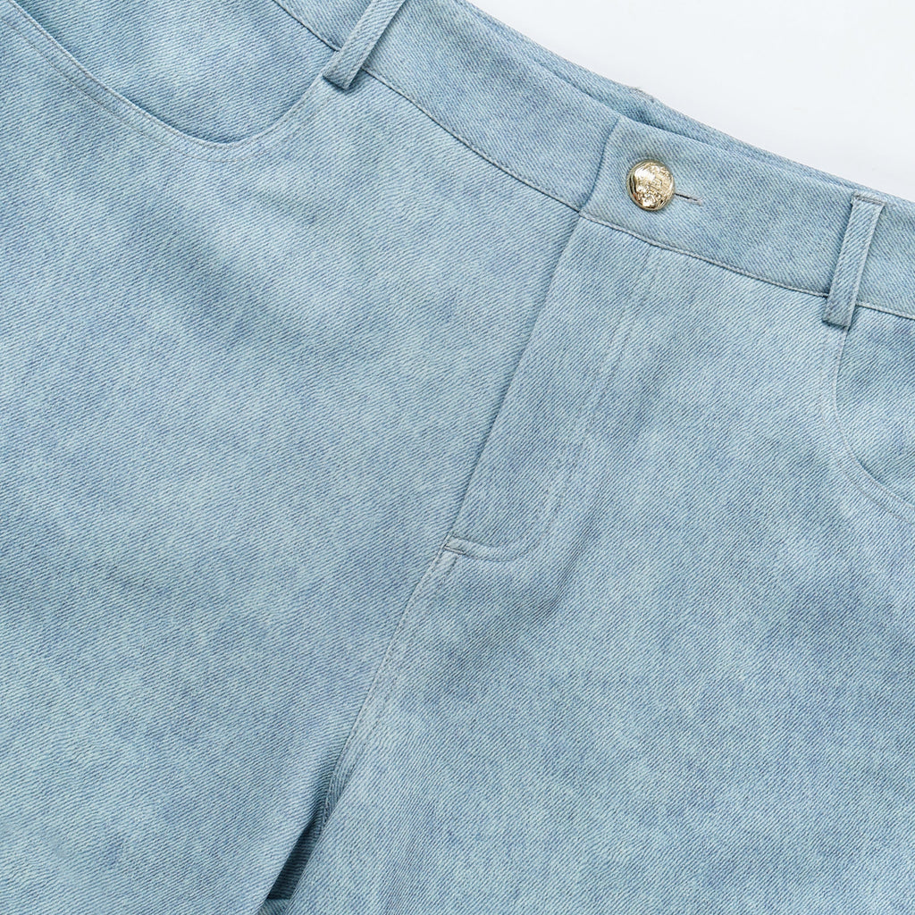 High-Waisted Light Wash Wide-Leg Denim Pants