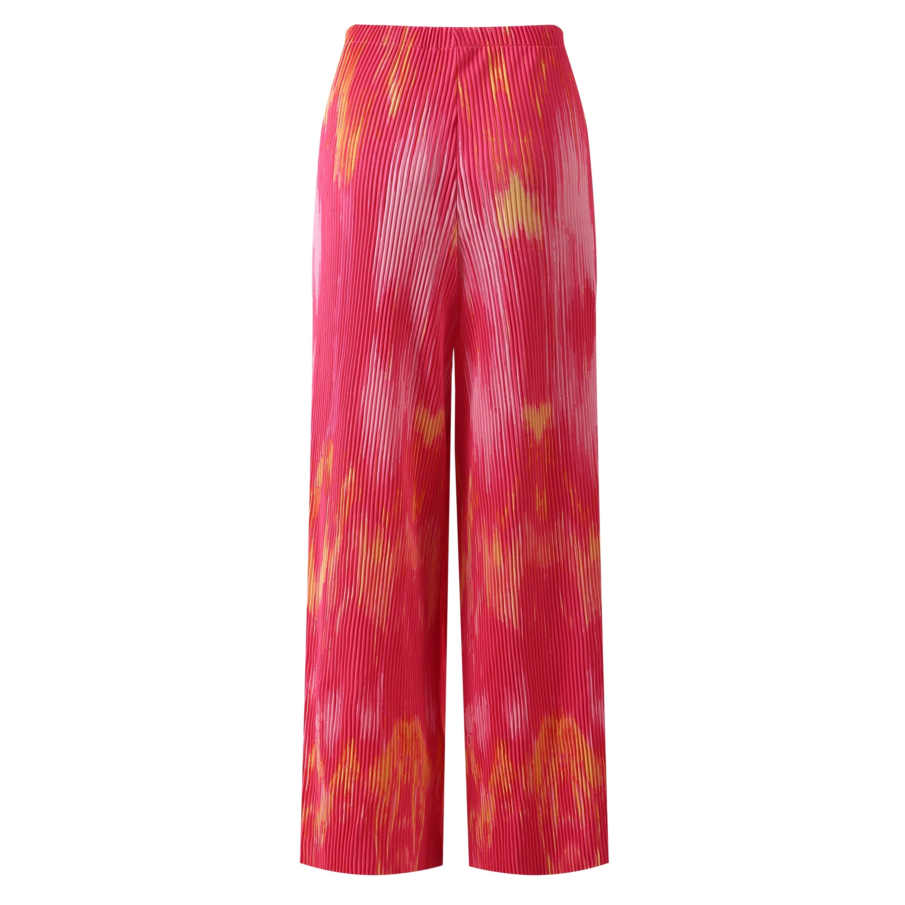 Tie-dye Abstract Print Wide-Leg Drawstring Pants Palazzo Pleated Pants