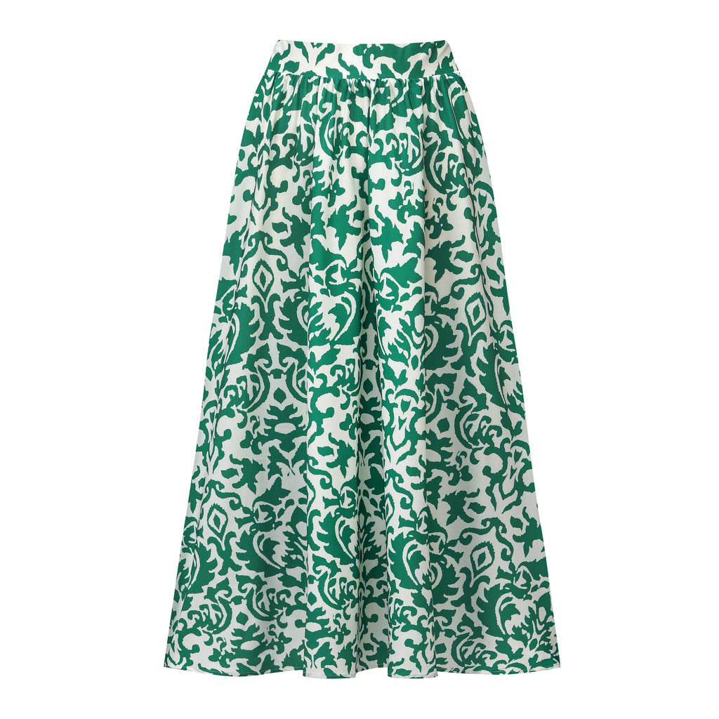 Green Boho Breeze Floral Palazzo Skirts