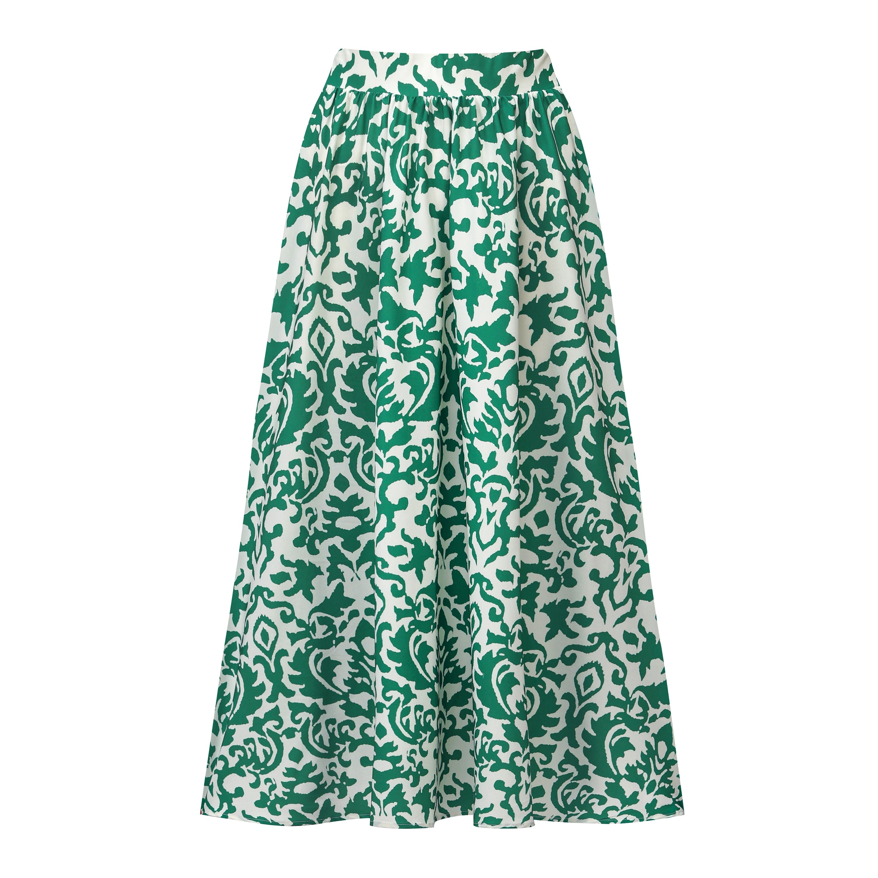 Green Boho Breeze Floral Palazzo Skirts