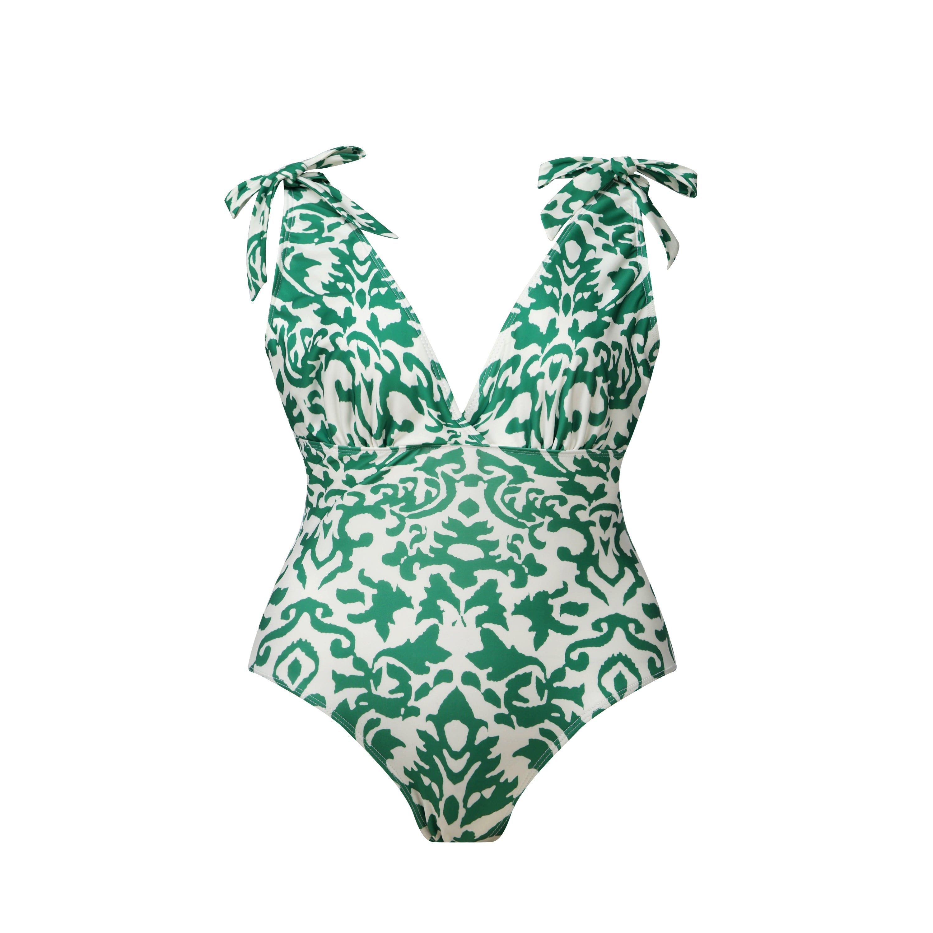 Green Boho Breeze Floral Tie-shoulder One Piece Swimsuit&Skirt&Pants