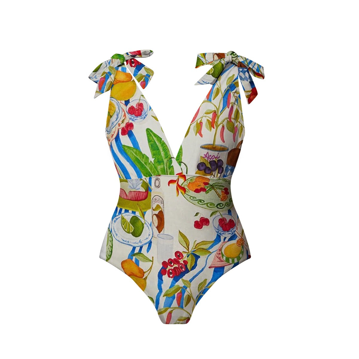 Fruit Food Patterned Colorful Tropical Feast Print One-Piece Swimsuit&Skirt&Pants
