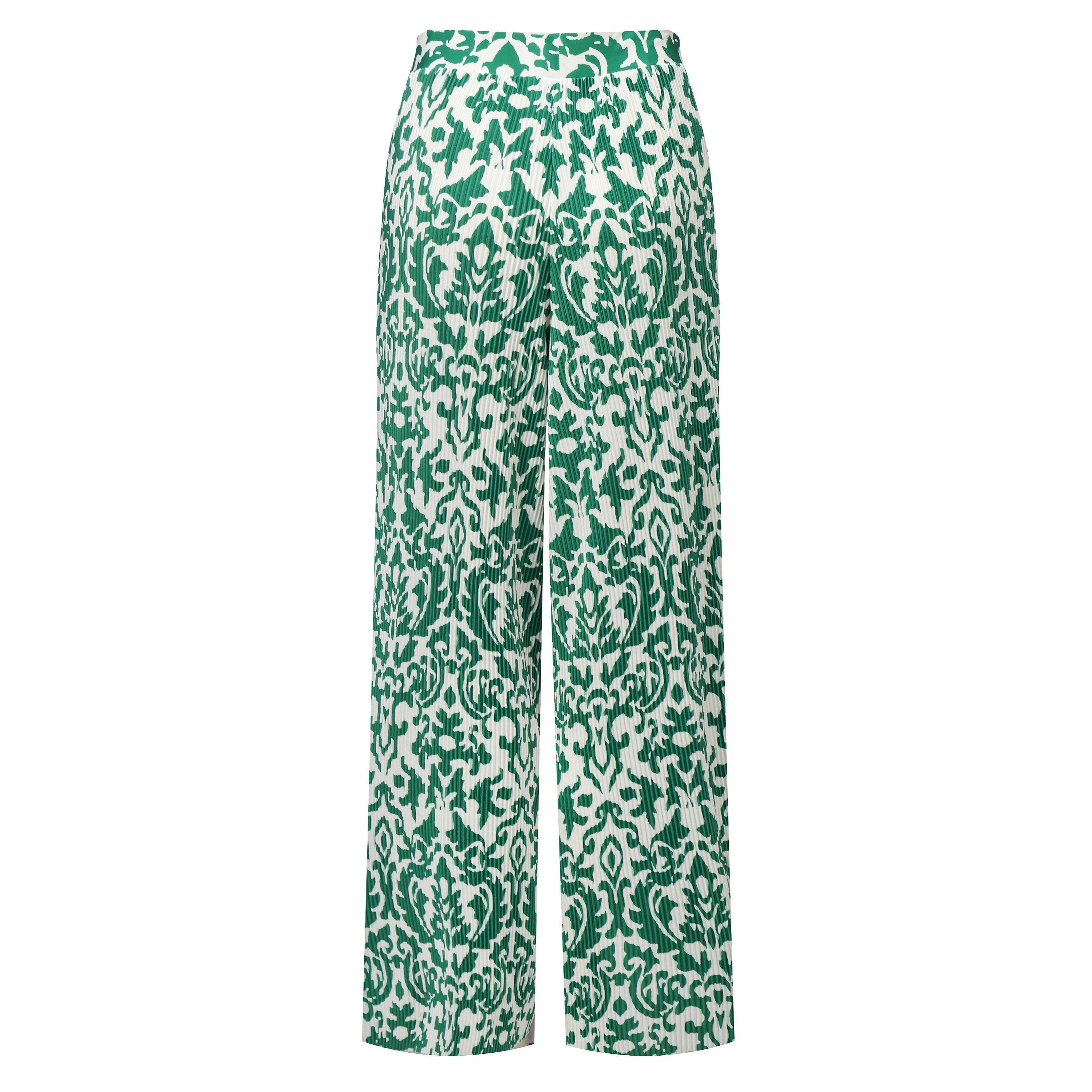 Green Boho Breeze Floral Palazzo Pants Wide-Leg Trousers