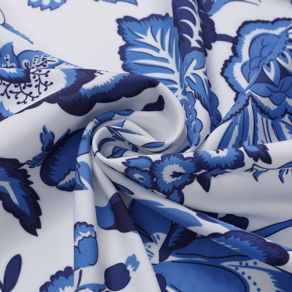 Chic Indigo Botanical Print One-Piece Swimsuit