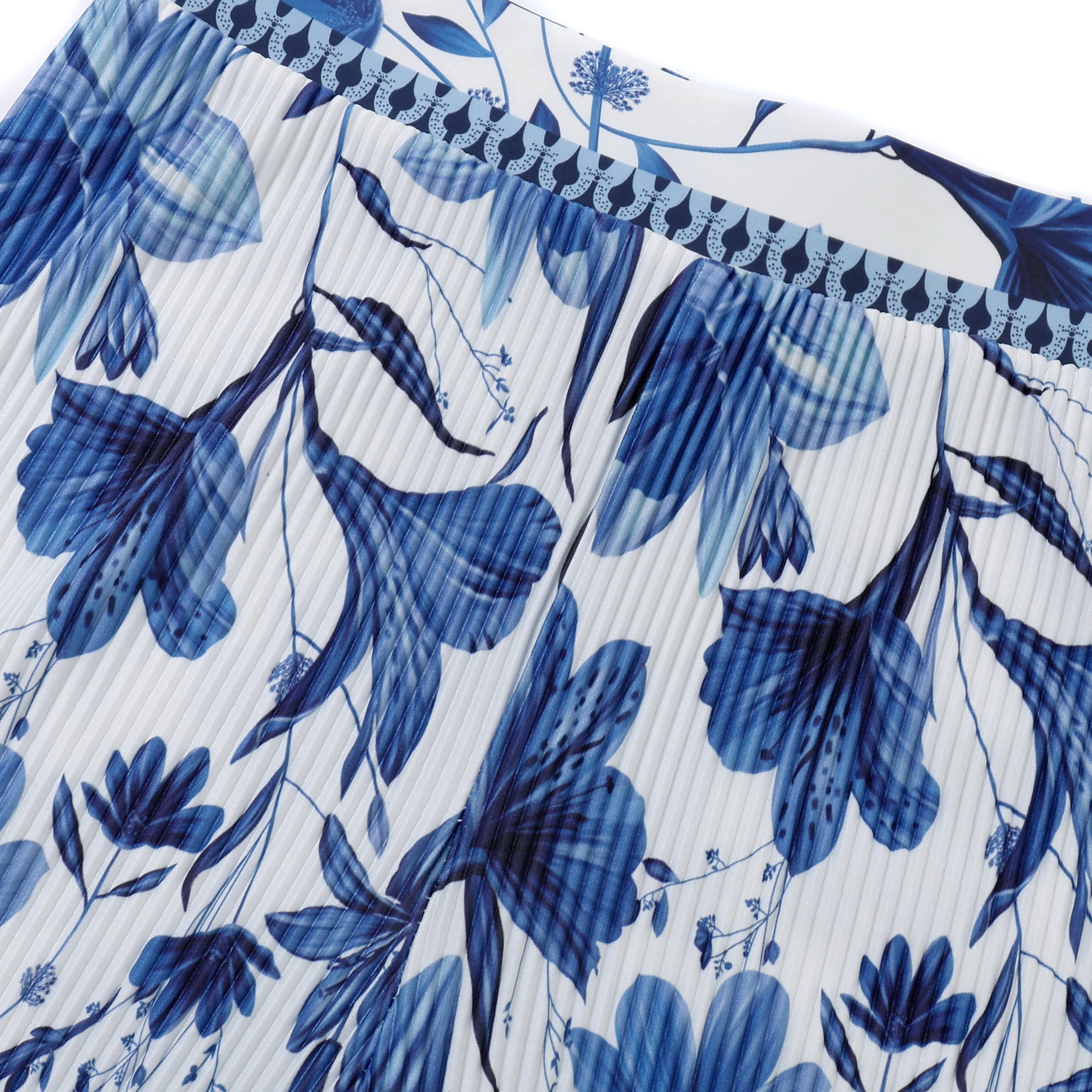 Boho Breeze Blue Floral Wide-Leg Trousers Palazzo Pants XXPLUS(6XL+)