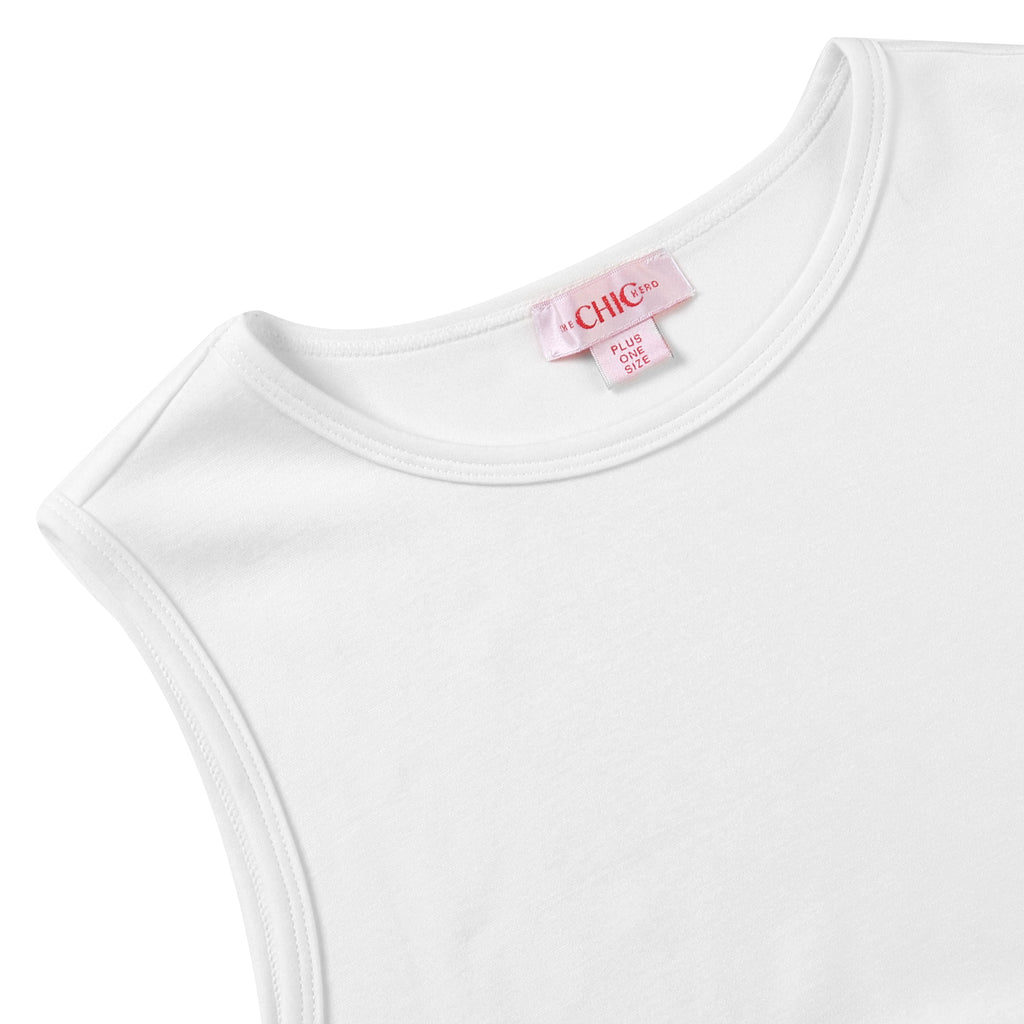 Classic White Sleeveless Crew Neck Top