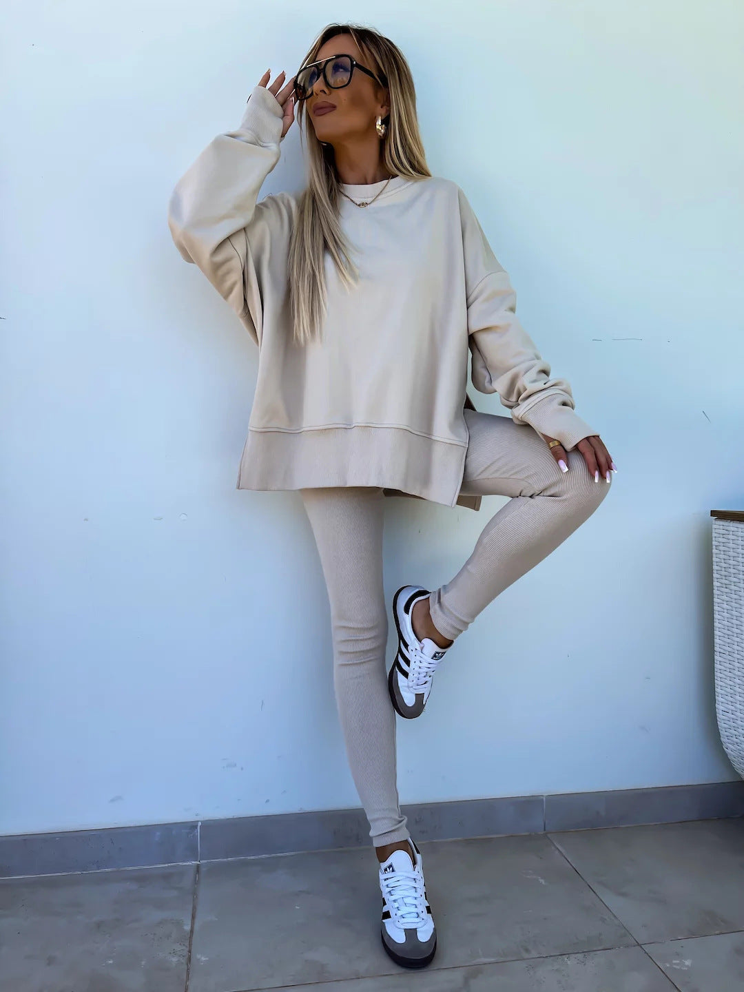 2025 New Suits Casual Loose Tops Leggings 2-piece Set Women's Sweatshirt Autumn And Winter Suits Fashionable Women
